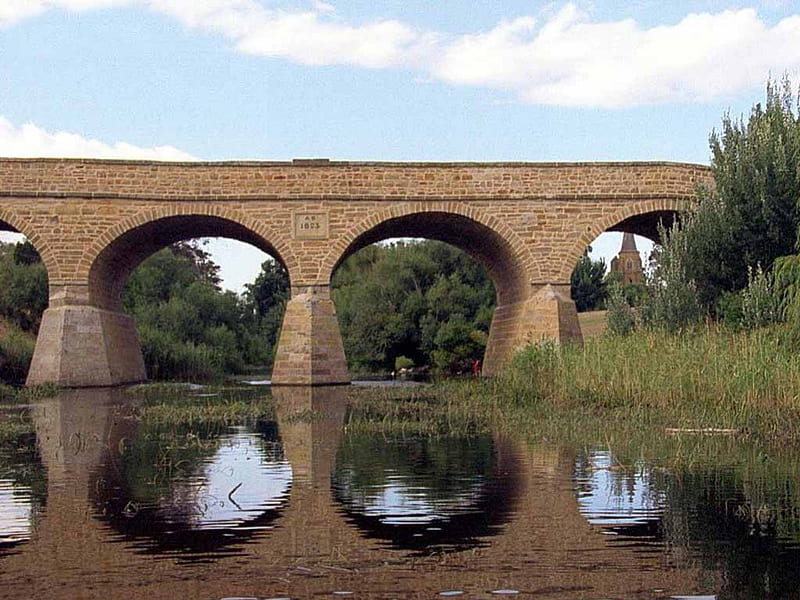 Bridge Arches, bushland, river, arches, bridge, HD wallpaper
