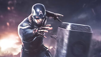 Captain America Hammer Artwork, captain-america, superheroes, artwork, artist, HD wallpaper