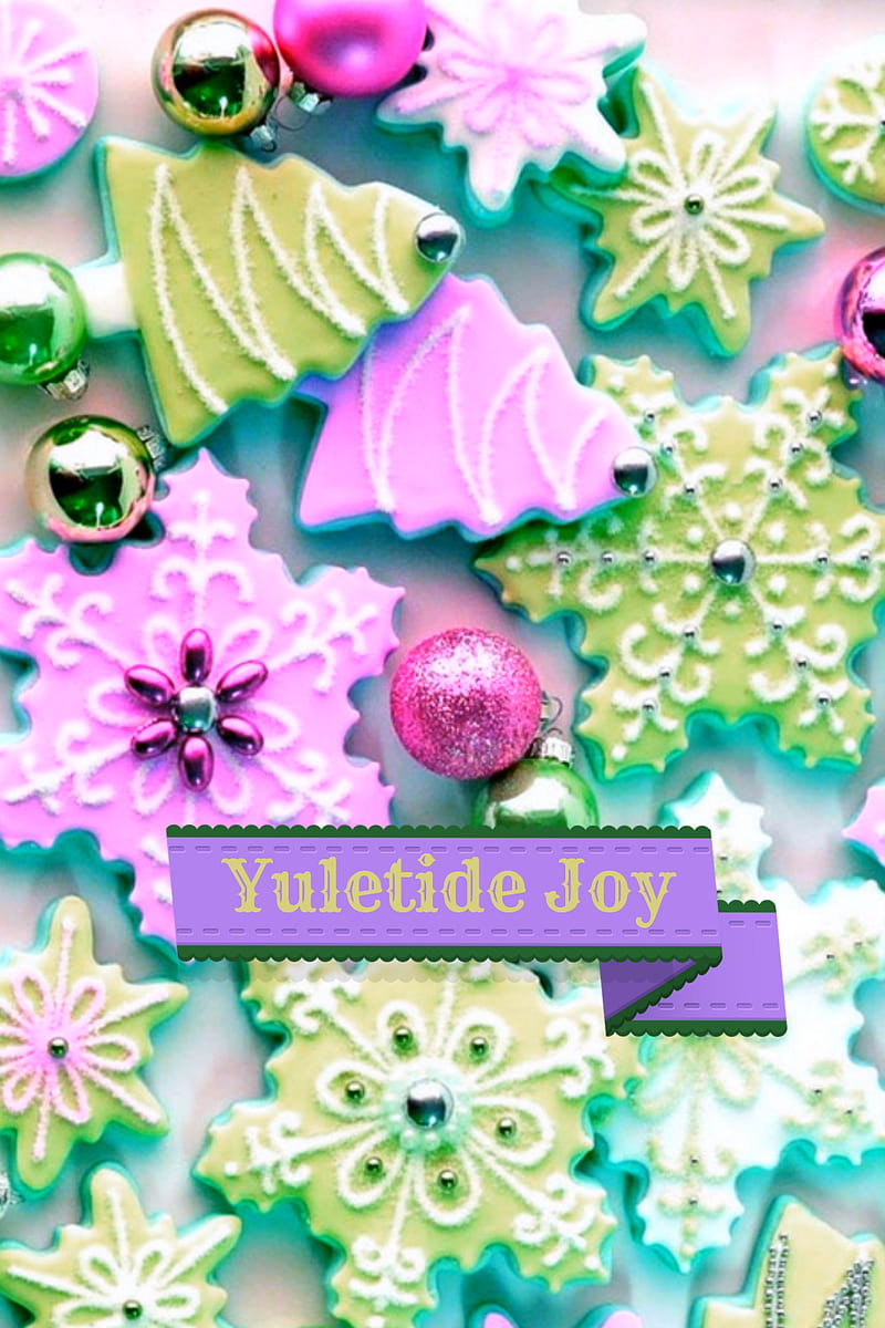 Holiday cookies, christmas, yule, yuletide, joy, pastel, neon, winter, HD phone wallpaper