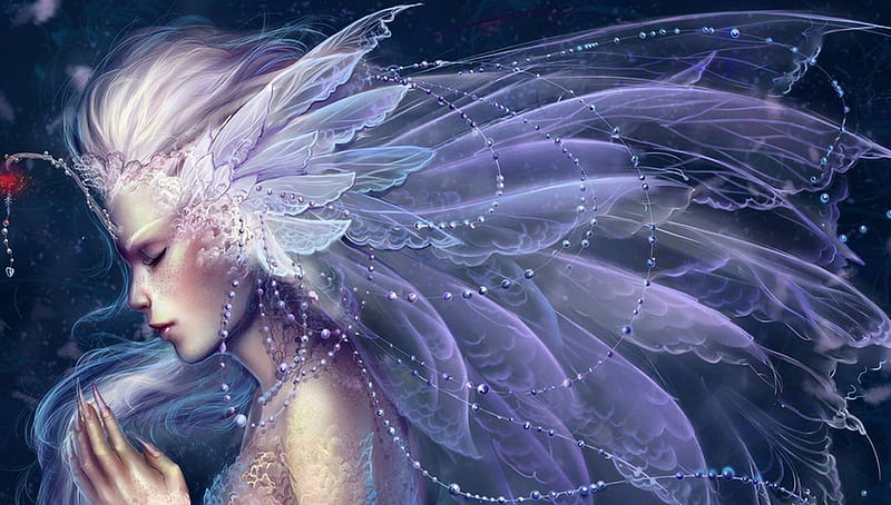 Translucent Feathers And Wings , Female, Feathers, Fantasy, MAUVE, Girl, HD wallpaper