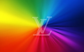 Louis Vuitton logo vortex, rainbow backgrounds, creative, artwork, brands, Louis Vuitton, HD wallpaper