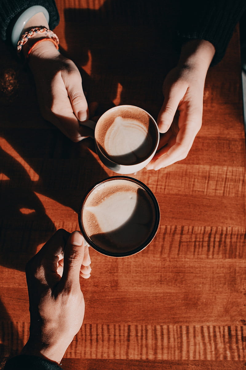 coffee, love, couple, mugs, hands, HD phone wallpaper
