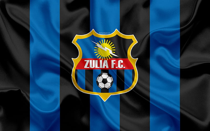 Zulia FC Venezuelan football club, logo, silk texture, black and blue flag, Venezuelan Primera Division, football, Maracaibo, Venezuela, HD wallpaper