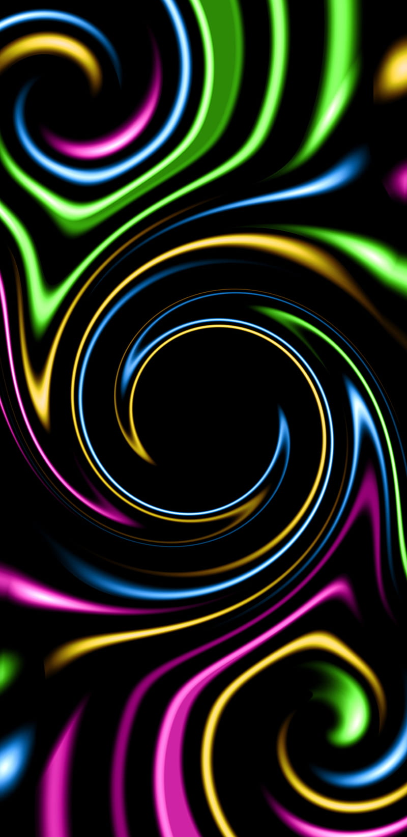 Neon Twists, abstract, black, circles, colors, neon, twists, HD phone wallpaper