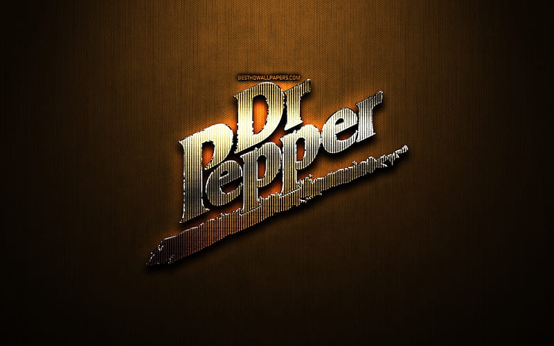 Dr Pepper glitter logo, creative, bronze metal background, Dr Pepper logo, brands, Dr Pepper, HD wallpaper