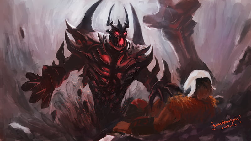 Shadow Fiend (DotA 2) and Background, HD wallpaper