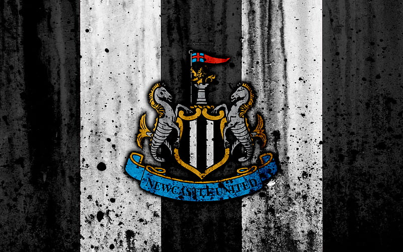FC Newcastle United Premier League, logo, England, soccer, football club, grunge, Newcastle United, art, stone texture, Newcastle United FC, HD wallpaper