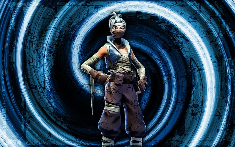 Kuno, blue grunge background, Fortnite, vortex, Fortnite characters, Kuno Skin, Fortnite Battle Royale, Kuno Fortnite, HD wallpaper