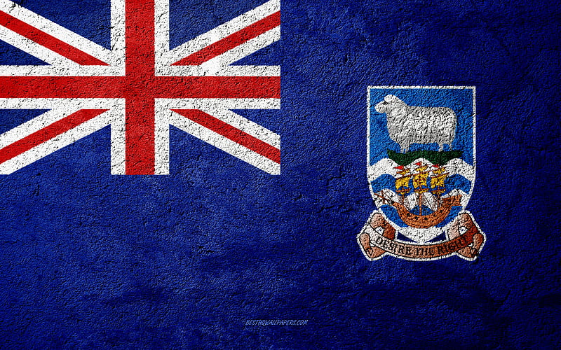 Flag of Falkland Islands, concrete texture, stone background, Falkland Islands flag, South America, Falkland Islands, flags on stone, HD wallpaper