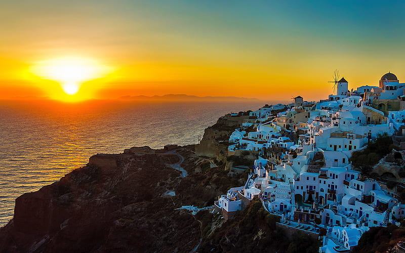 ABC News Names Santorini the Greek Island to See Before You Die, Santorini Island Sunset, HD wallpaper