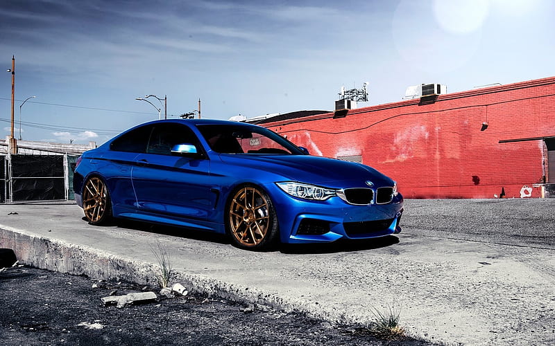 M-Sport, BMW M4, 435i, f32, tuming, stance, blue m4, BMW, HD wallpaper