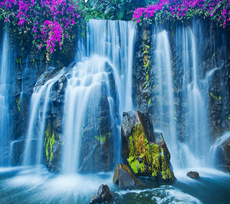 waterfall, background, beauty, landscape, nature, HD wallpaper