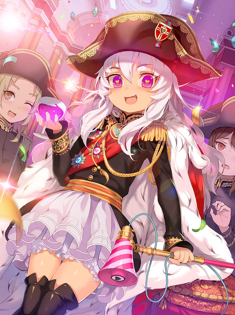 xil, Military Uniform, anime girls, anime, pink eyes, colorful, hat, HD phone wallpaper