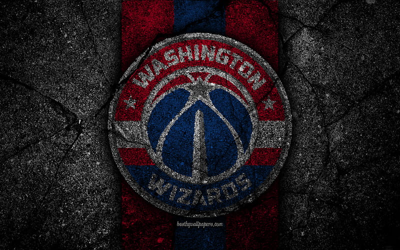 Washington Wizards, NBA logo, black stone, basketball, Eastern Conference, asphalt texture, USA, creative, basketball club, Washington Wizards logo, HD wallpaper