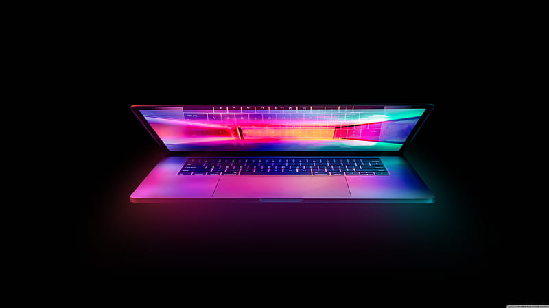 Laptop open, amoled, apple, black, colorful, hey, laptop, logo, pink,  premium, HD wallpaper | Peakpx