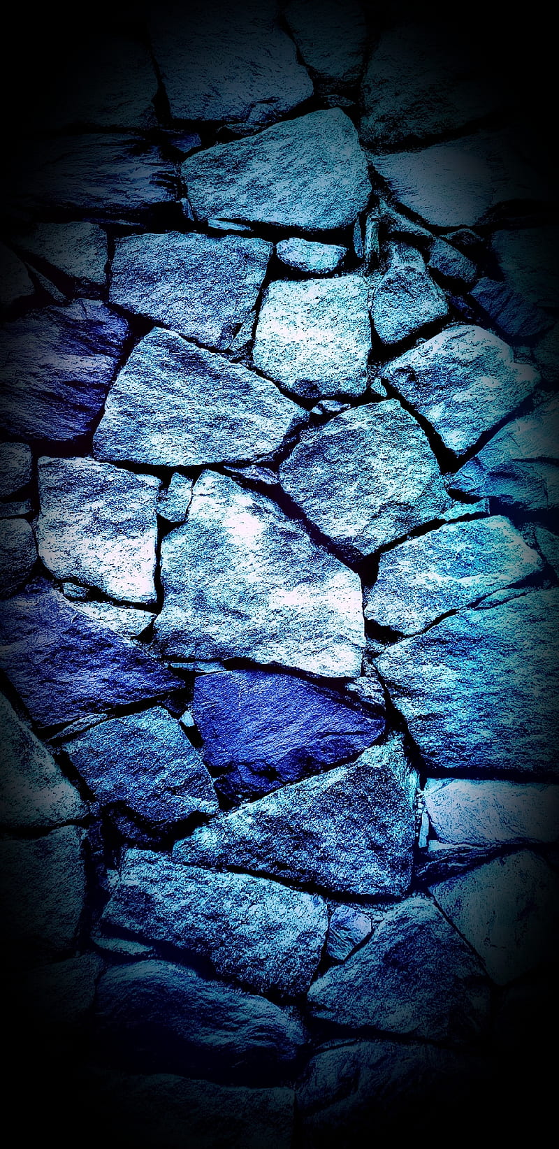 Blue rocks, brick, color, wall, HD phone wallpaper