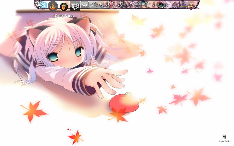 Cat girl apple, cute, anime girl, cat girl, anime, HD wallpaper