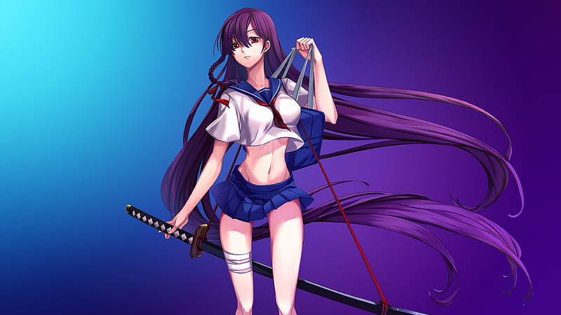 Katana Girl , anime, anime-girl, HD wallpaper