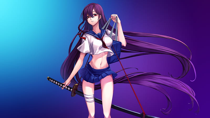 Katana Anime Girl Neon 4k 