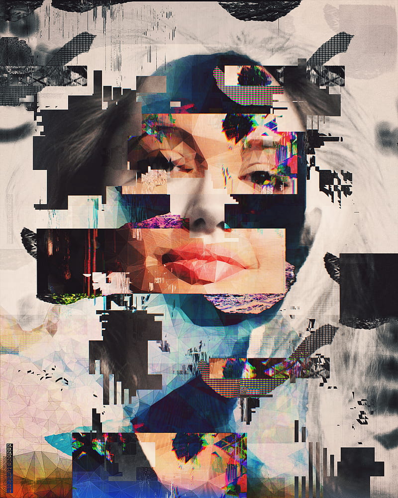 abstract, Angelina Jolie, glitch art, HD phone wallpaper