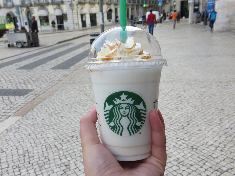 Starbucks, drink, fun, portugal, winter, HD wallpaper