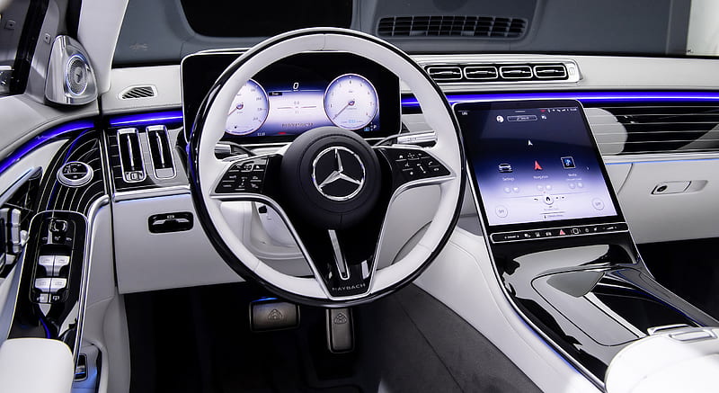 2021 Mercedes-Maybach S-Class (Color: Designo Crystal White / Silver Grey Pearl) - Interior, Cockpit , car, HD wallpaper