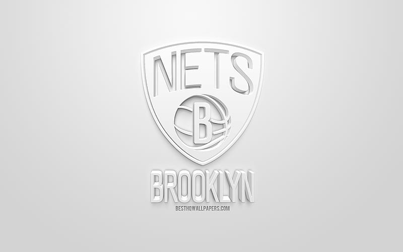 Brooklyn Nets, creative 3D logo, white background, 3d emblem, American basketball club, NBA, Brooklyn, New York, USA, National Basketball Association, 3d art, basketball, 3d logo, HD wallpaper