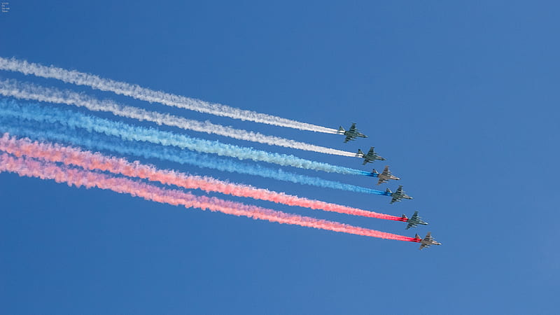 Russian Flag, airplane, jets, military, patriot, russia, HD wallpaper
