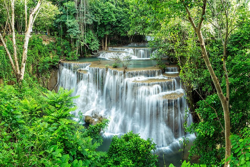 Waterfalls, Waterfall, , National Park, Thailand, Erawan Waterfall, Huai Mae Kamin Waterfall, HD wallpaper