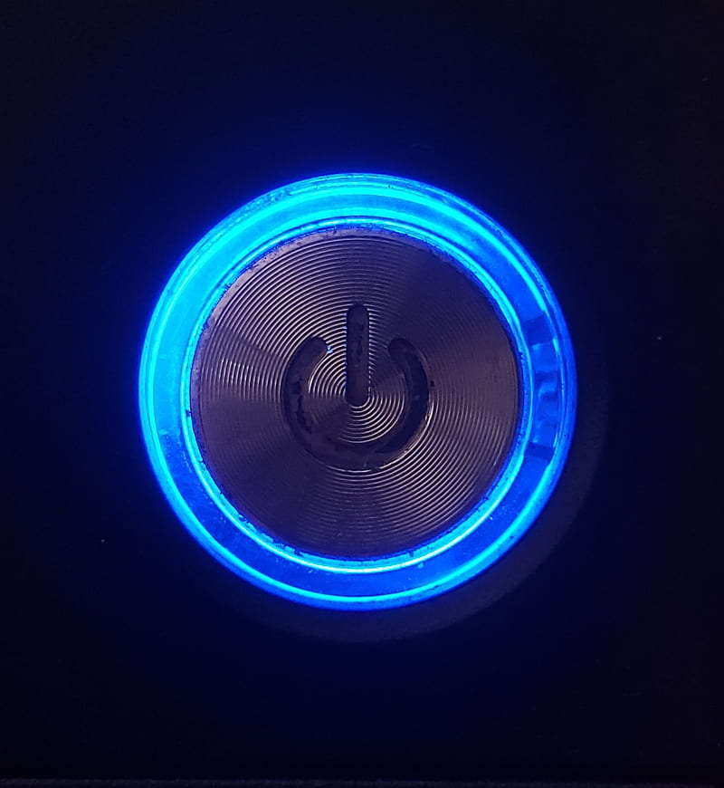 Blue Power, blue, bright, bright light, contrast, dark neon, power, power button, HD phone wallpaper