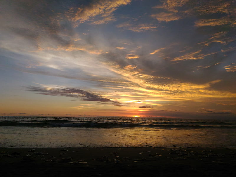 Sunset, indah, keindahan, matahari terbenam, pantai, HD wallpaper