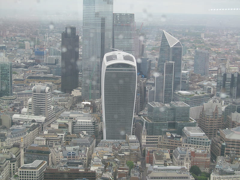 London Cityscape in the Rain, Skyscrapers, Buildings, Cityscapes, London, rain, UK, HD wallpaper