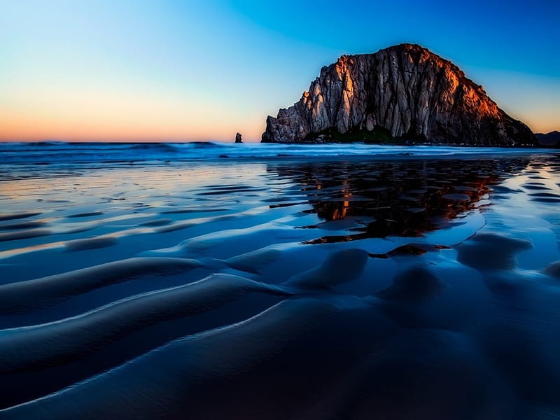 Morro Bay, beach, Rock, California, Sunset, HD wallpaper