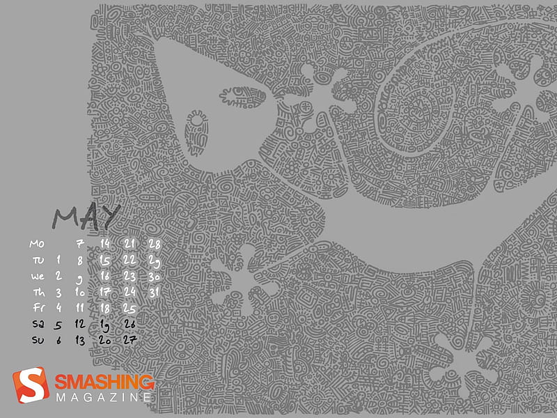 doodle lizard-May 2012 calendar, HD wallpaper