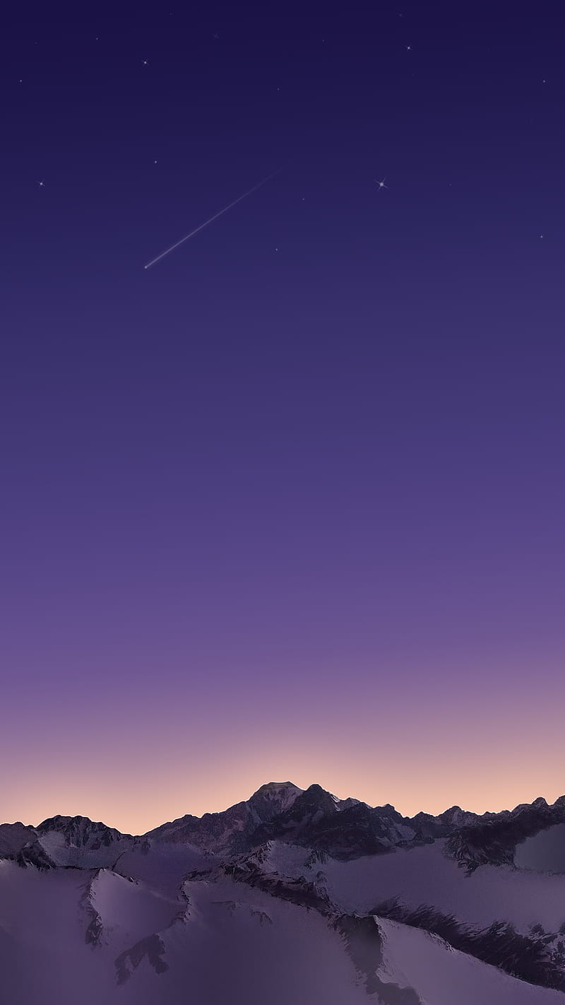 Beauty nature, mountains, night, purple, s7, s8, stars, HD phone wallpaper