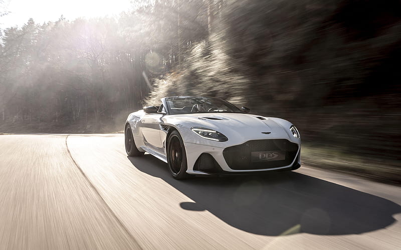 Aston Martin DBS Superleggera Volante road, 2019 cars, motion blur, supercars, Aston Martin, HD wallpaper
