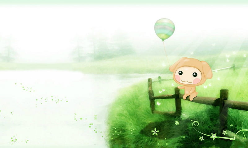 Cute lil cartoon, cute, ballon, cute cartoon, cartoon, landscape, HD  wallpaper | Peakpx