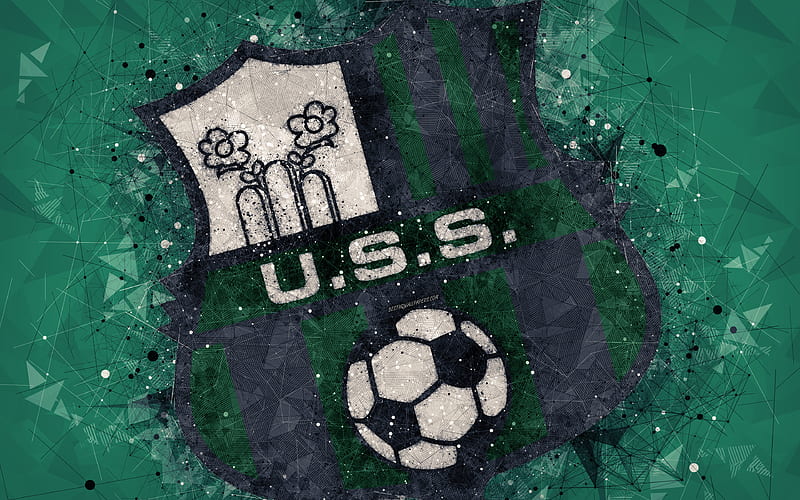 Sassuolo FC Italian football club, creative art logo, geometric art, green abstract background, emblem, Serie A, Sassuolo, Italy, football, US Sassuolo Calcio, HD wallpaper