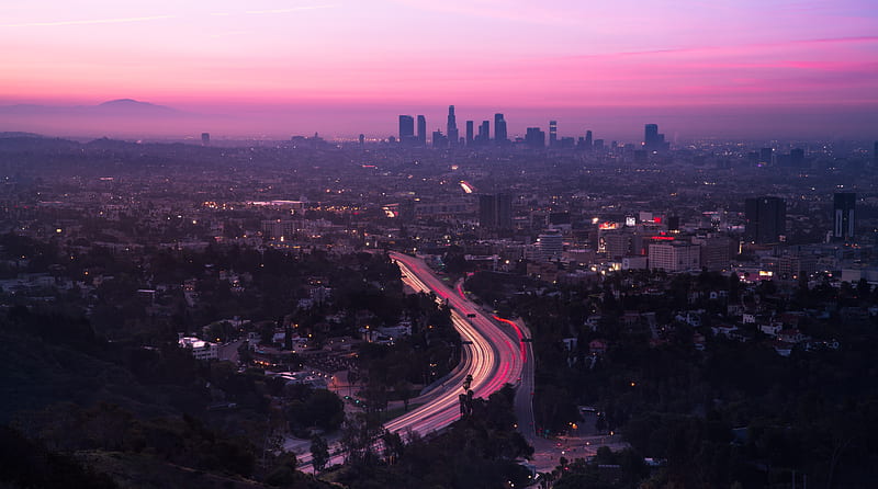 united states, los angeles, cityscape, timelapse, road, top view, usa, City, HD wallpaper