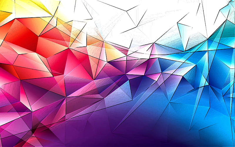 Textured Colorful Polygons F, pattern, art, bonito, illustration, artwork, texture, painting, wide screen, computer graphics, HD wallpaper