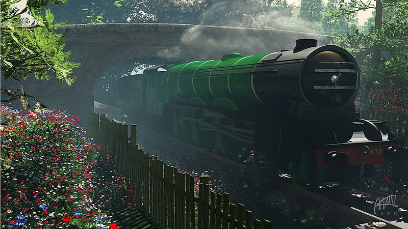 Flying Scotsman, train, green, tracks, fast, HD wallpaper