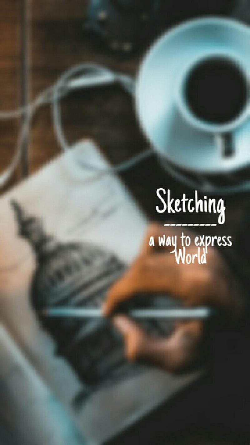 Sketching quotes, coffee, mobile, mustang, pioneer, player, record, spinner, trance, travel, HD phone wallpaper