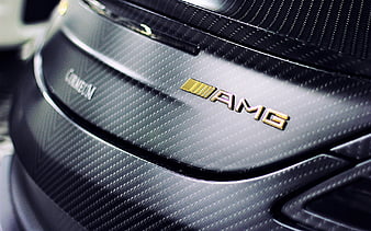 Mercedes AMG Gold Logo, mercedes, mercedes-benz, carros, sls, amg, logo, gold, HD wallpaper