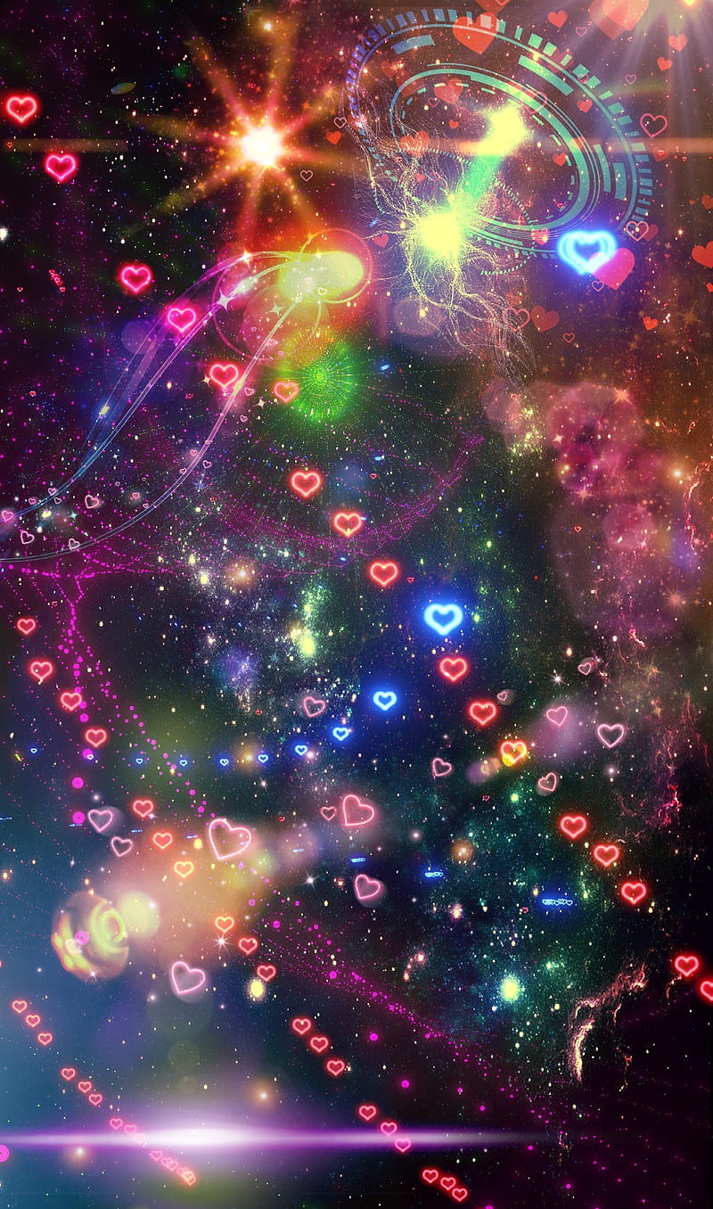 galaxy of love, another dimension, black, heart, purple, red, space, spaceship, stars, ufo, HD phone wallpaper