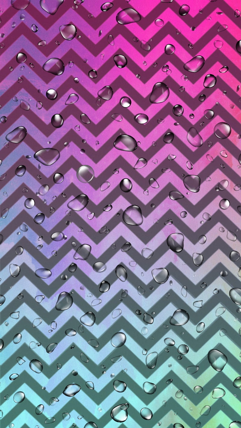 Wet Chevron, colorful, colors, cute, ombre, pattern, rainbow, screen, water drops, zigzag, HD phone wallpaper