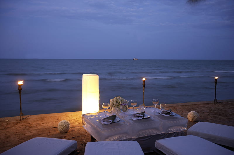 Romance, pretty, dinner, bonito, sea, beach, graphy, nice, sand ...