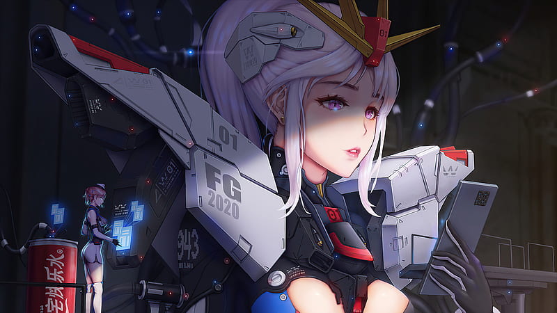 Gundam Girl , artist, artwork, digital-art, artstation, HD wallpaper