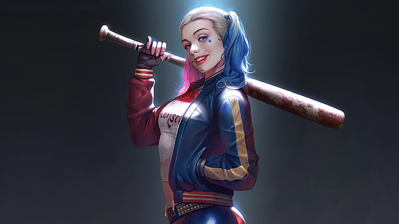 Harley Quinn Fanart Smiling , harley-quinn, superheroes, supervillain, artwork, artstation, HD wallpaper