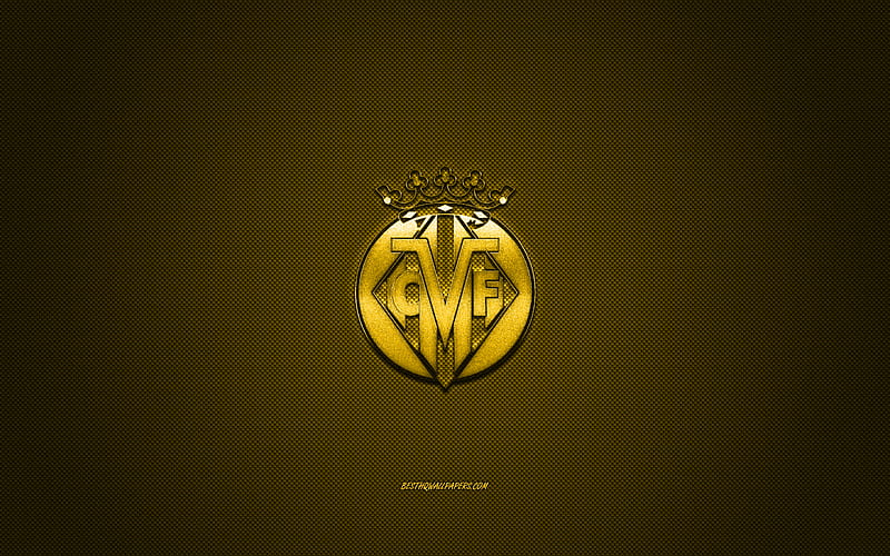 Villarreal CF, Spanish football club, La Liga, yellow logo, yellow carbon fiber background, football, Valencia, Spain, Villarreal CF logo, HD wallpaper