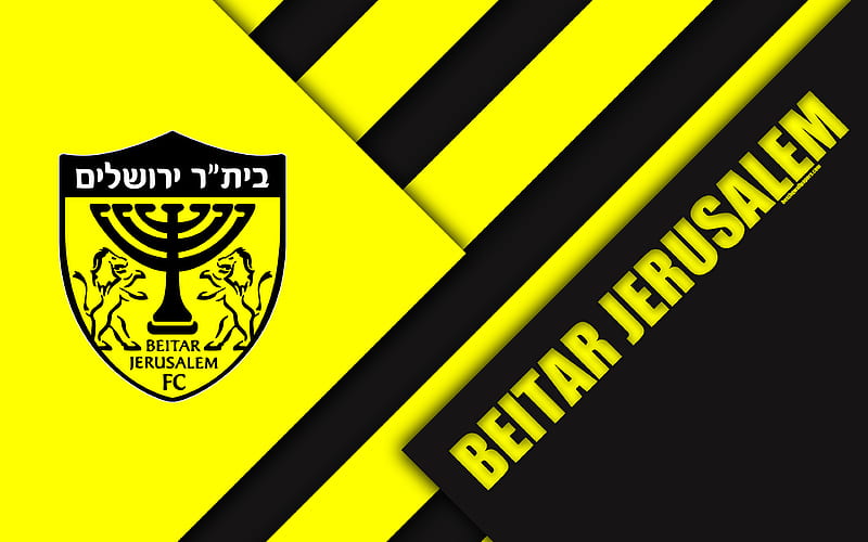 Beitar Jerusalem FC material design, Israeli football club, emblem, logo, yellow black abstraction, Ligat HaAl, Jerusalem, Israel, football, Israeli Premier League, HD wallpaper